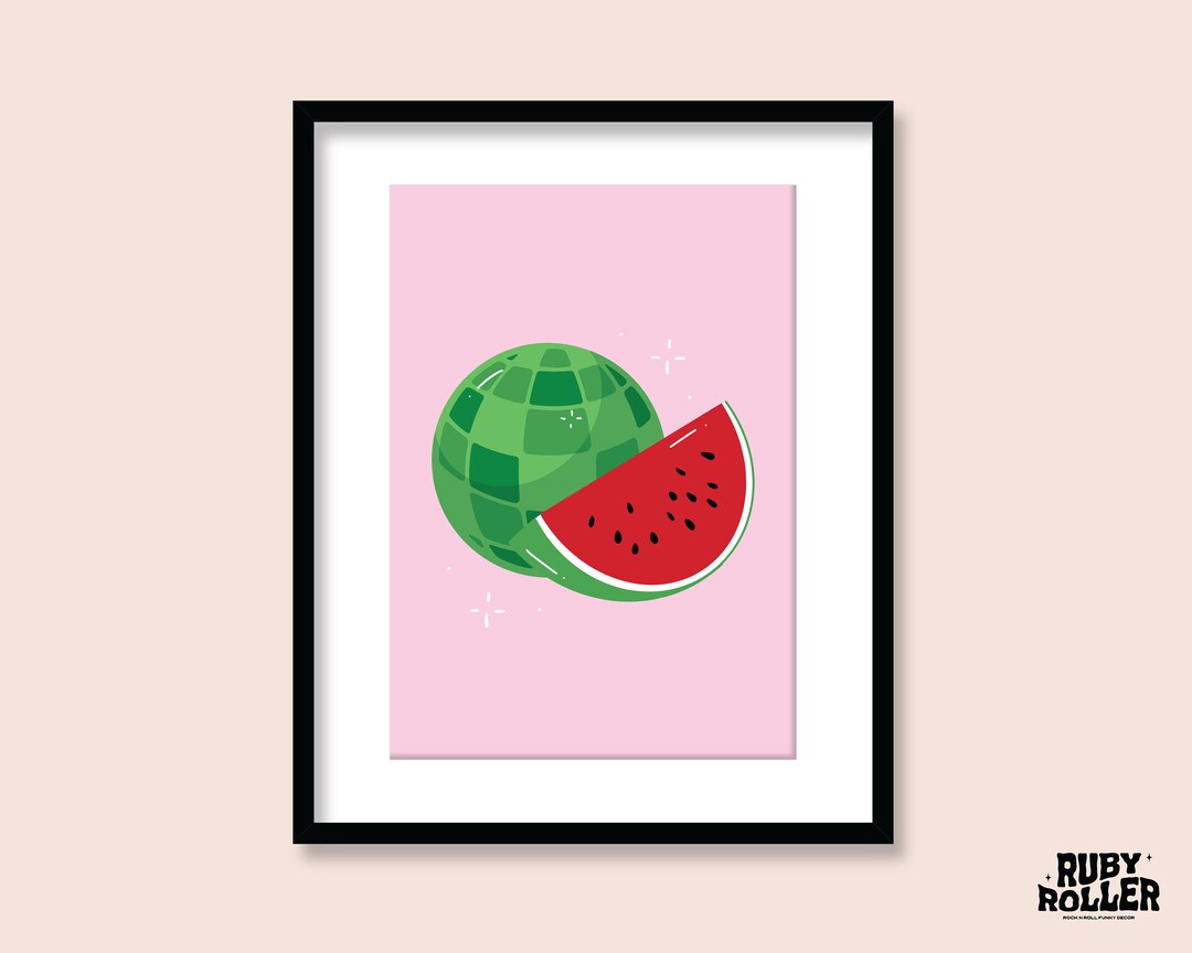 Watermelon Disco Ball Art Print A5 A4 A3 70s Y2K Fruit - Etsy