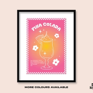 Pina Colada Cocktail Art Print / A5 A4 A3 / Funky Gradient / Y2K 60s 70s / Retro Drink Recipe Poster / Bar Cart / Alcohol Sign / Galería