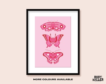 Retro Butterfly Moth Art Print: Traditional Tattoo Flash (A5 A4 A3)
