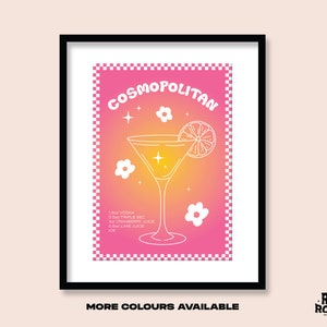 Cosmopolitan Cocktail Art Print / A5 A4 A3 / Funky Gradient / Y2K 60s 70s / Retro Drink Recipe Poster / Bar Cart / Alcohol Sign / Galería