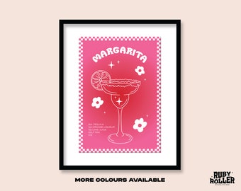 Retro Margarita Recipe Art Print: Funky Gradient Bar Sign (A5 A4 A3)