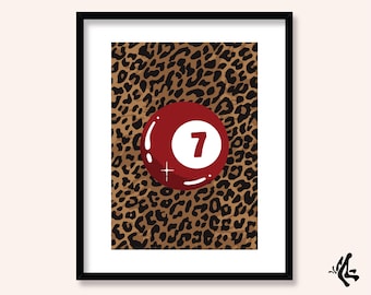 Leopard Seven Ball Art Print | A3, A4 and A5 Illustration Wall Art