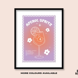 Aperol Spritz Cocktail Art Print / A5 A4 A3 / Funky Gradient / 60s 70s / Retro Drink Recipe Poster / Bar Cart / Alcohol Sign / Gallery Wall