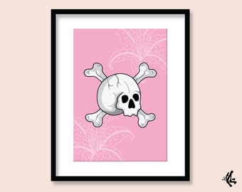 Skull and Crossbones Art Print: Traditional Tattoo Flash Poster (A5 A4 A3)