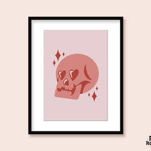 Skull Art Print | A5 A4 A3 | Traditional Tattoo Flash | Hanging Wall Decor | Retro | Digital Artwork | Gothic | Funky | Mid Century Poster
