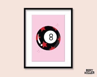 Star 8 Ball Art Print: Y2K Tattoo Flash Poster (A5 A4 A3)