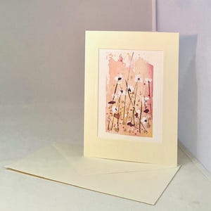Pintura de acuarela, arte original, tarjeta plegable, tarjeta de felicitación, flores, cuadros de flores, pinturas de flores, arte minimalista, artfllowers, bellas artes,