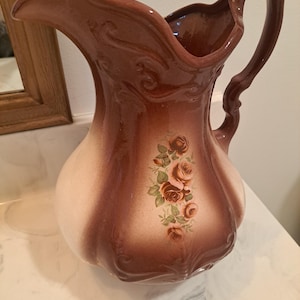 Ironstone Red Floral Pitcher