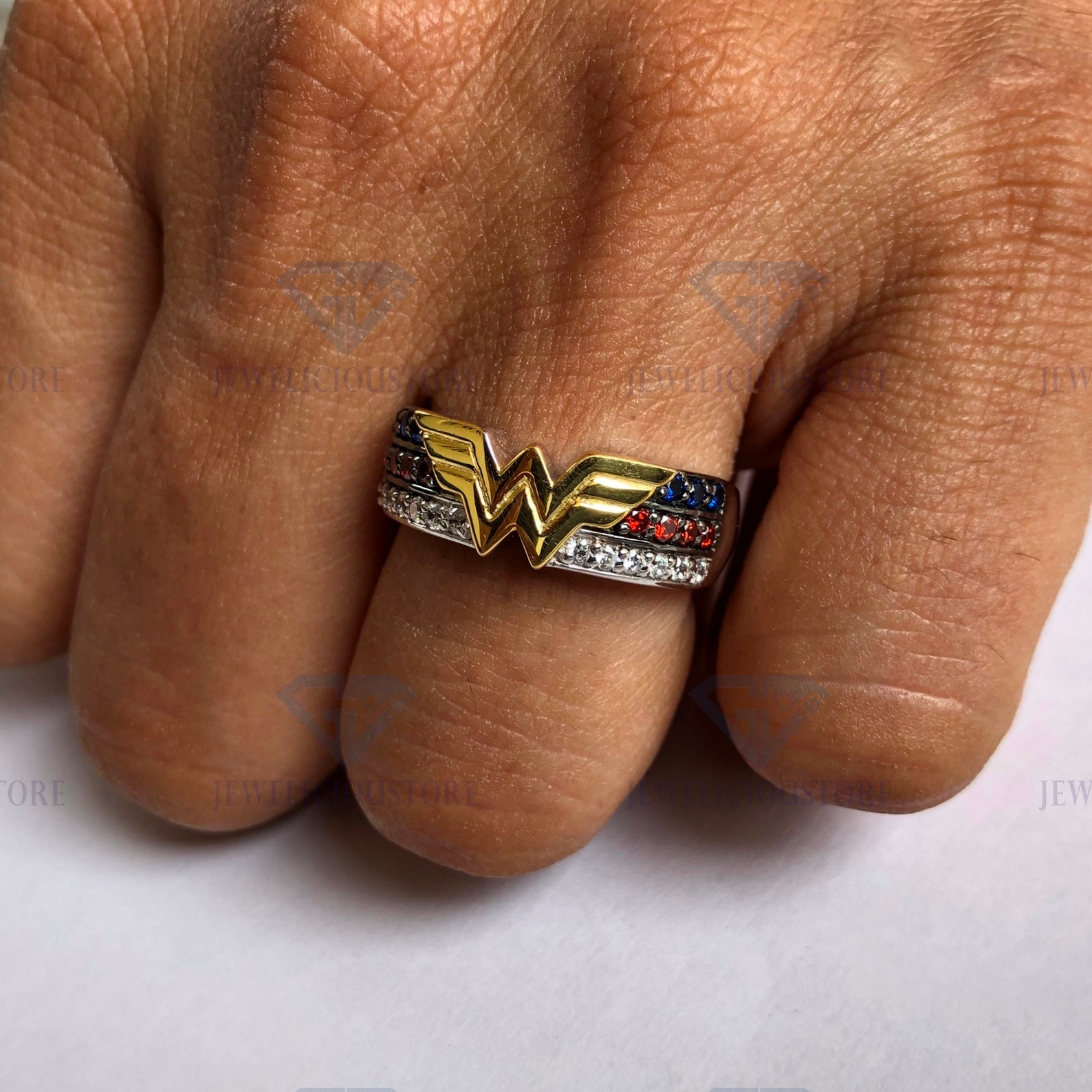 Wonder Woman Collection Fine Jewelry Ring Blue & Orange Etsy