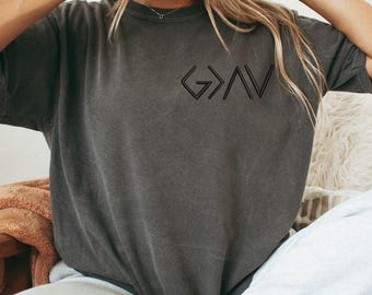 God is Greater Christian Embroidered Shirt, Minimalist Christian Shirt, Faith Based Gift, Bible Verse Shirt, Christian Apparel, Jesus Tee