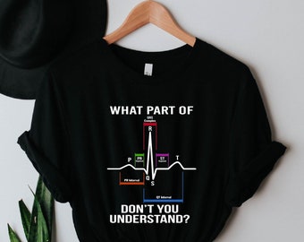 Cardiac Nurse T-Shirt, Funny PQRST EKG Design