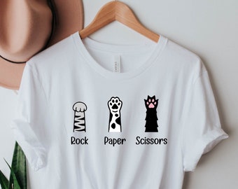 Rock Paper Scissors Cat Paws Shirt, Funny Cat Tshirt, Cat Lover Gift Tee