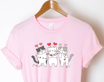 Cats & Hearts Graphic Tee, Valentine Gift