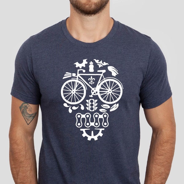 Funny Bike Shirt, Skull Bike T-Shirt, Bike Lover Gift Tshirt, Cool Bicycle Shirt, Biking Crew Tshirt, Cyclist Gift Tee