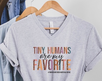 Tiny Humans Are My Favorite Leopard Design Shirt | Bella Canvas Crewneck & V-Neck