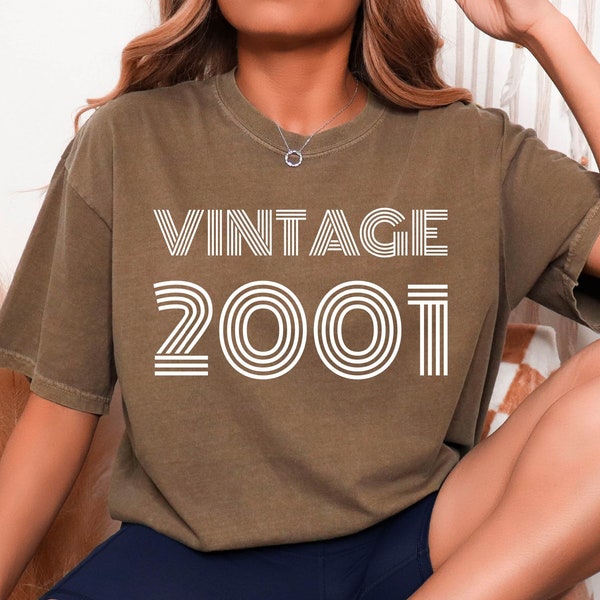 Vintage 2001 Shirt, Custom Birthday Gift Tee, Vintage 2001 Comfort Colors and Bella Canvas Shirt, Birthday Unisex Tee, 23th Birthday Gift