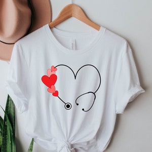 Heart Stethoscope Doctor Nurse Shirt, Nursing Tshirt, Valentine's Day Heart Stethoscope, Valentine's Day Doctor Nurse Tee