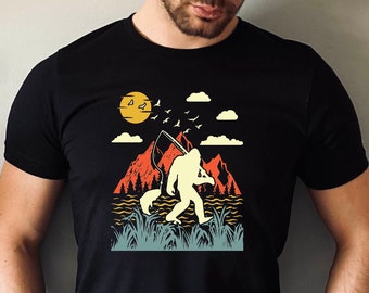Bassquatch Bigfoot Fishing Shirt, Bigfoot Fishing Tshirt, Funny Fishing Tshirt, Bigfoot and Fishing Lover Gift Tee, Fishing Dad Tee