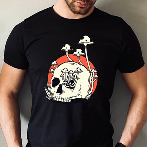 Mushroom Skull Tshirt, Mushroom Skull Unisex Shirt, Halloween Mushroom Skull Tee