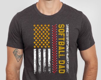 Softball Dad Shirt, Softball Dad American Flag Shirt, Dad Life Softball Shirt, Softball Lover Dad Tshirt, Father's Day Softball Dad Gift Tee