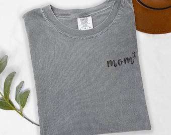 Embroidered Mom Squared Comfort Colors T-Shirt, Mother's Day Gift