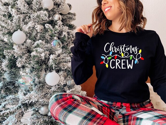 Women's Merry Christmas Plaid Tree Shirt - Long Sleeve Holiday Graphic Tee For Christmas