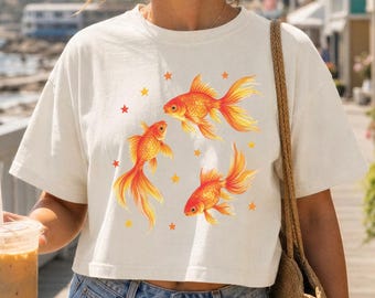 Goldfish T-Shirt, Star Aesthetic, Cute T-Shirt, Beachy Shirt, Grunge Y2K Tee, Cool Vintage Retro T-Shirt Gift, Comfort Colors Unisex T-Shirt