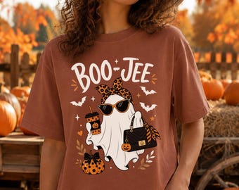 Leopard Ghost Tee, Comfort Colors® Boo-Jee Ghost Shirt, Ghost Coffee Shirt, Funny Fall Shirt, Ghost Tee, Girly Halloween Gift, Boojee Shirt