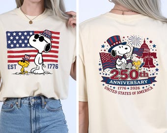 Snoopy America 250th Anniversary Shirt, Peanuts 1776 2026, Patriotic Tee, Snoopy Patriotic t shirts, USA 250 Shirt, Peanuts Gift