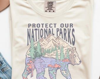 Vintage Wildlife Conservation Shirt, National Parks Bear Graphic Tee, Retro Mountain Forest Nature Aesthetic Top, Comfort Colors® Gift