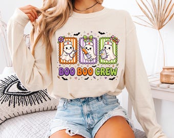 Boo Boo Crew Halloween Nurse Shirt, Spooky Nurse Ghost Sweatshirt, Cute Pediatric Nurse Tee, Halloween Spooky Season Nurse Crew Gift