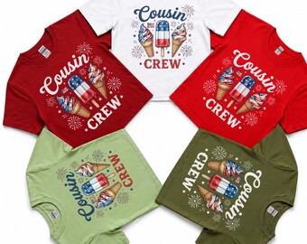 Personalized Cousin Crew Matching 4TH of July Shirts,Custom The Cousin Crew T-shirts,4th Of July Youth Family Tees,American Kids Shirts Gift