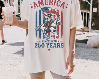 America 250th Anniversary Gift, Comfort Colors USA Shirt, 250 Years 4th of July Tshirt, USA 250 Years foj T-Shirt, Western Horse Flag