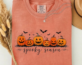 Spooky Season Shirt, Cute Pumpkin Halloween T-Shirt, Fall Season Shirt, Jack O Lantern Tee, Spooky Vibe Shirt, Vintage Halloween Gift