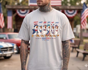 Funny 4th of July Shirt, Patriotic Goose Tee, Comfort Colors Mess With The Honk T-Shirt, America 250 Vintage Graphic, Sarcastic 1776 USA Top