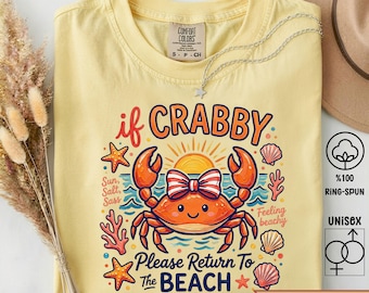 Comfort Colors Funny Crab Shirt, Crab Blowing Bubble Graphic Tee, Beach Vibes Nautical T-shirt, Summer Vacation Gift, Graphic Summer Shirt