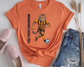 Black and Amber Football Fan Tee, Up The Tigers Championship T-Shirt,  Retro Vintage Style Soccer Shirt, Stadium Matchday Apparel