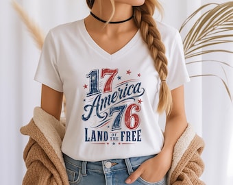 Bella Canvas America 1776 Land Of The Free Shirt, 250th Anniversary Tee, 4th Of July Independence Day Top, Patriotic Holiday Apparel