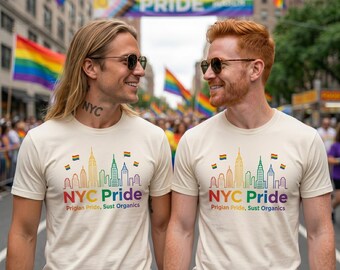 NYC Pride Shirt - Comfort Colors LGBTQ Pride Tee - Rainbow Skyline New York Pride Parade Shirt - Loud Proud Gay Pride Month Gift