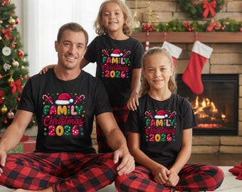 Family Christmas 2026 Shirt, Santa Hat Family Xmas Sweatshirt, Candy Cane Christmas Shirt, Matching Family Holiday Shirt, Xmas 2026 Gift