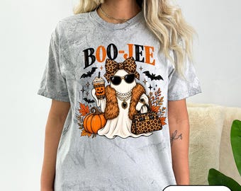 Comfort Colors® Boo-Jee Ghost Shirt, Leopard Ghost Tee, Ghost Coffee Shirt, Funny Fall Shirt, Ghost Tee, Girly Halloween Gift, Boojee Shirt