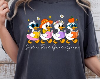 Just a Third Grade Goose Shirt, Retro 3rd Grade Teacher Tee, Cute Back to School Goose Shirt, Funny Third Grade Squad Student Gift