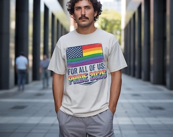 Gay Pride Shirt, Pride Month Shirt, LGBTQ Pride Apparel, Retro Rainbow USA Flag Vintage Patriotic Tee, New York Pride Parade T-Shirt