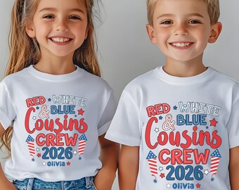 Cousins Crew 2026 Kids Shirt, Red White Blue Family Matching Tee, 4th Of July Grandkids Gift, Fourth Of July Patriotic Family Reunion Party