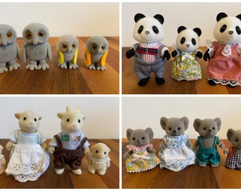 Sylvanian Families Owl, Panda, Goat, Koala Family Figures Discontinued Rare Vintage Calico Critters