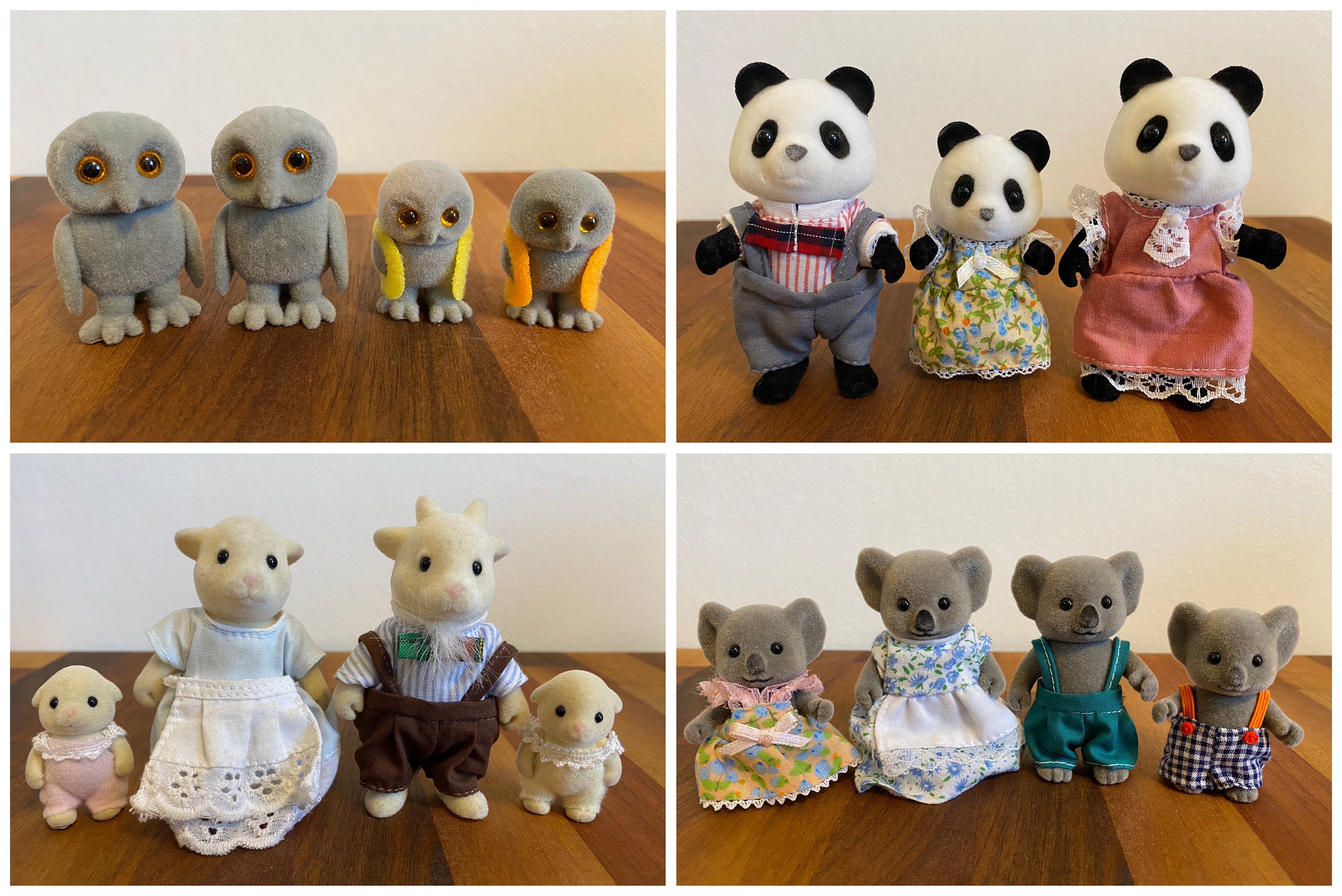 Sylvanian Families Owl, Panda, Goat, Koala Family Figures