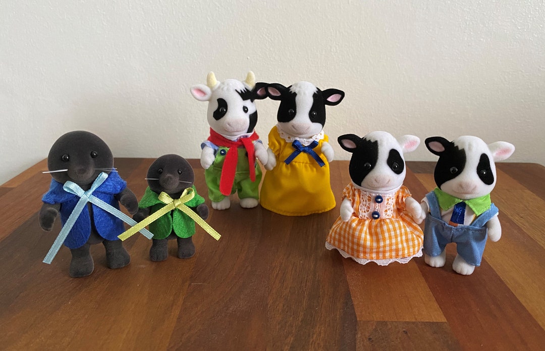 Sylvanian Families Mole, Cow Family Figures Limited Rare Calico ...