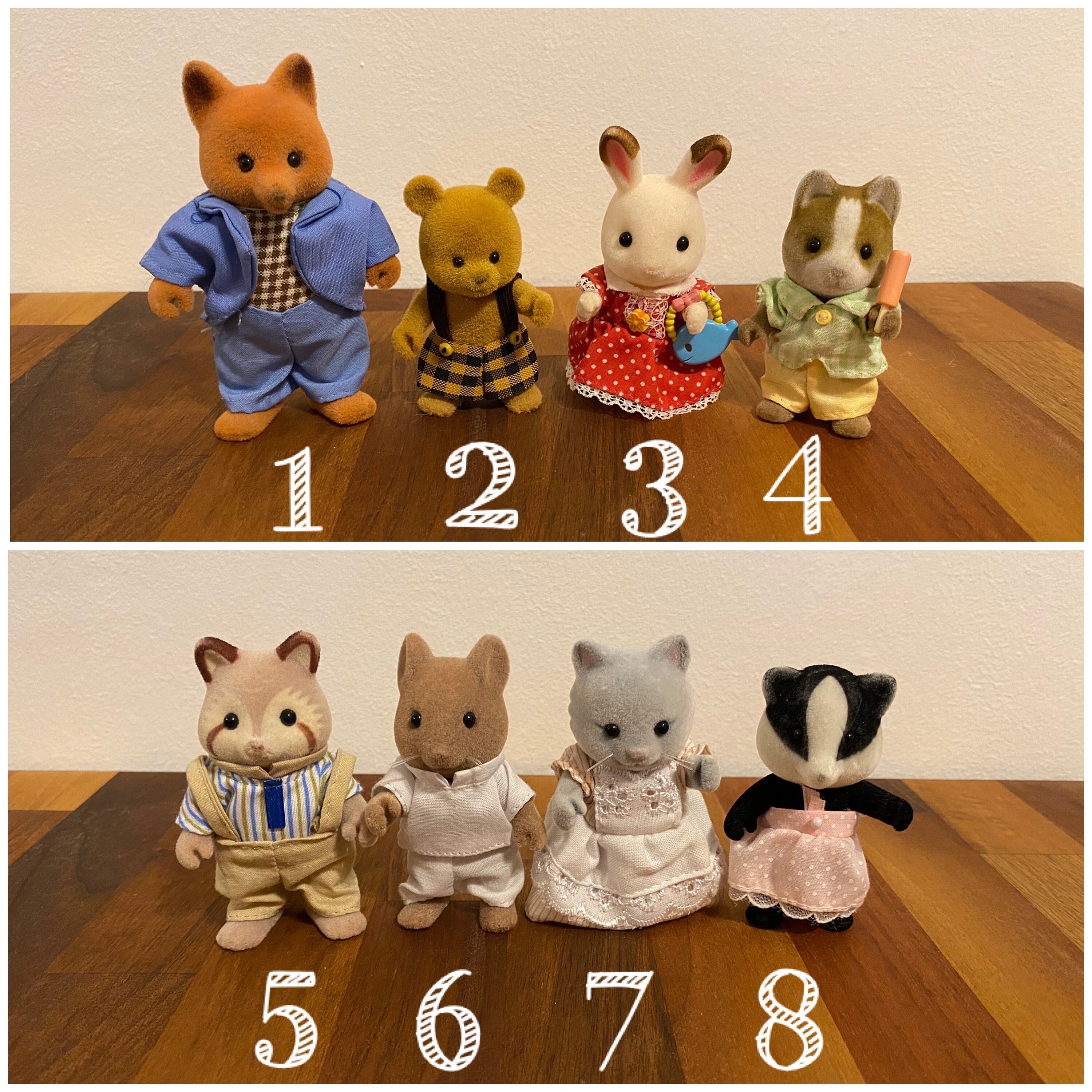 Sylvanian Striped Cat Mother and Kitchen Set RARE Forest Families Epoch  Flair Vintage Sylvanian Calico Critters 