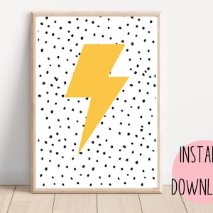 lightning bolt nursery print, instant download wall art, , lightning bolt wall art print, childrens bedroom decor