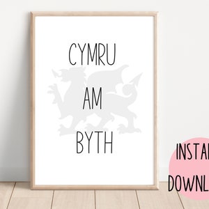 Welsh print, cymru am byth, wales forever, welsh gift